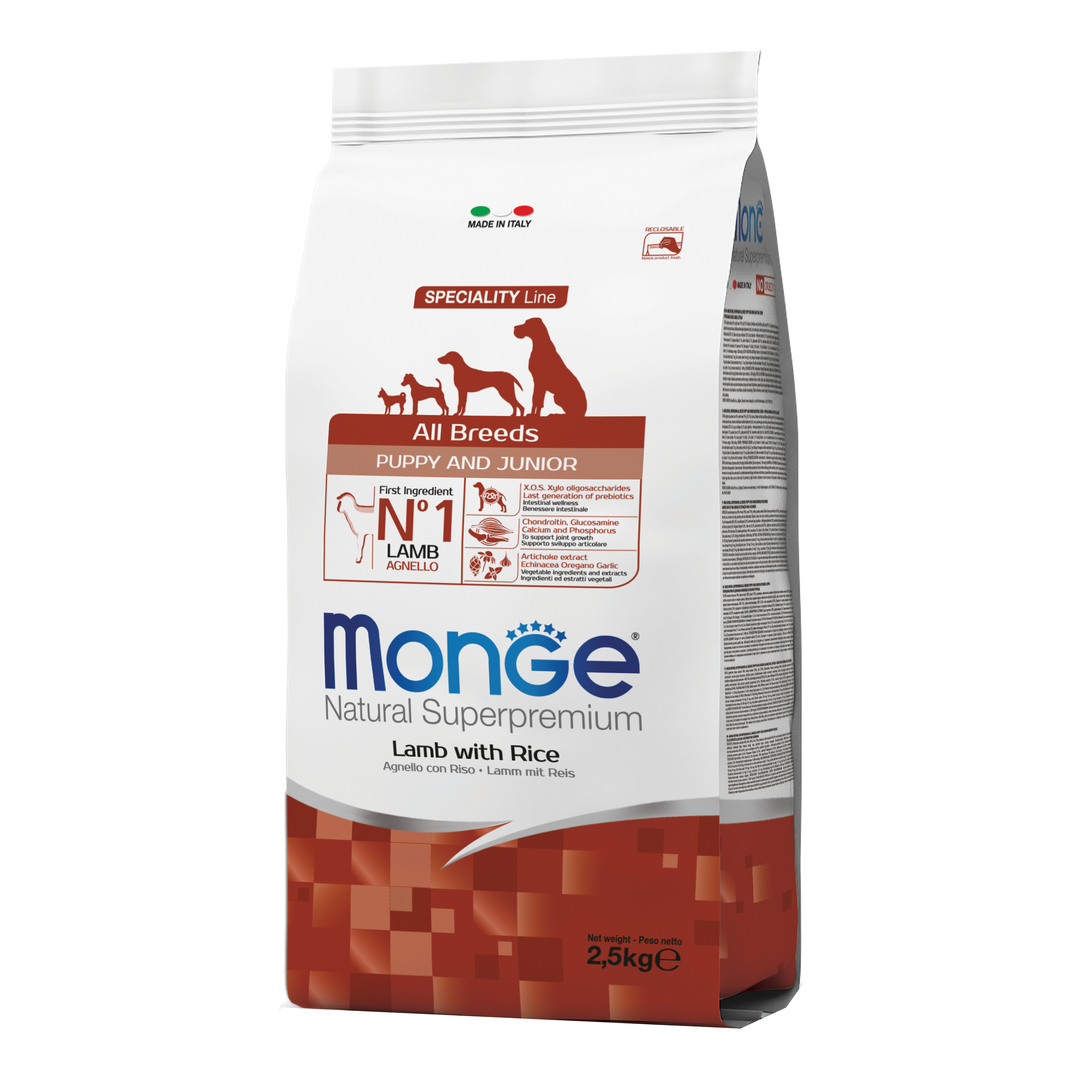 foto del prodotto monge cane natural superpremium puppy amp junior all breeds agnello, riso amp patate 2,5 kg