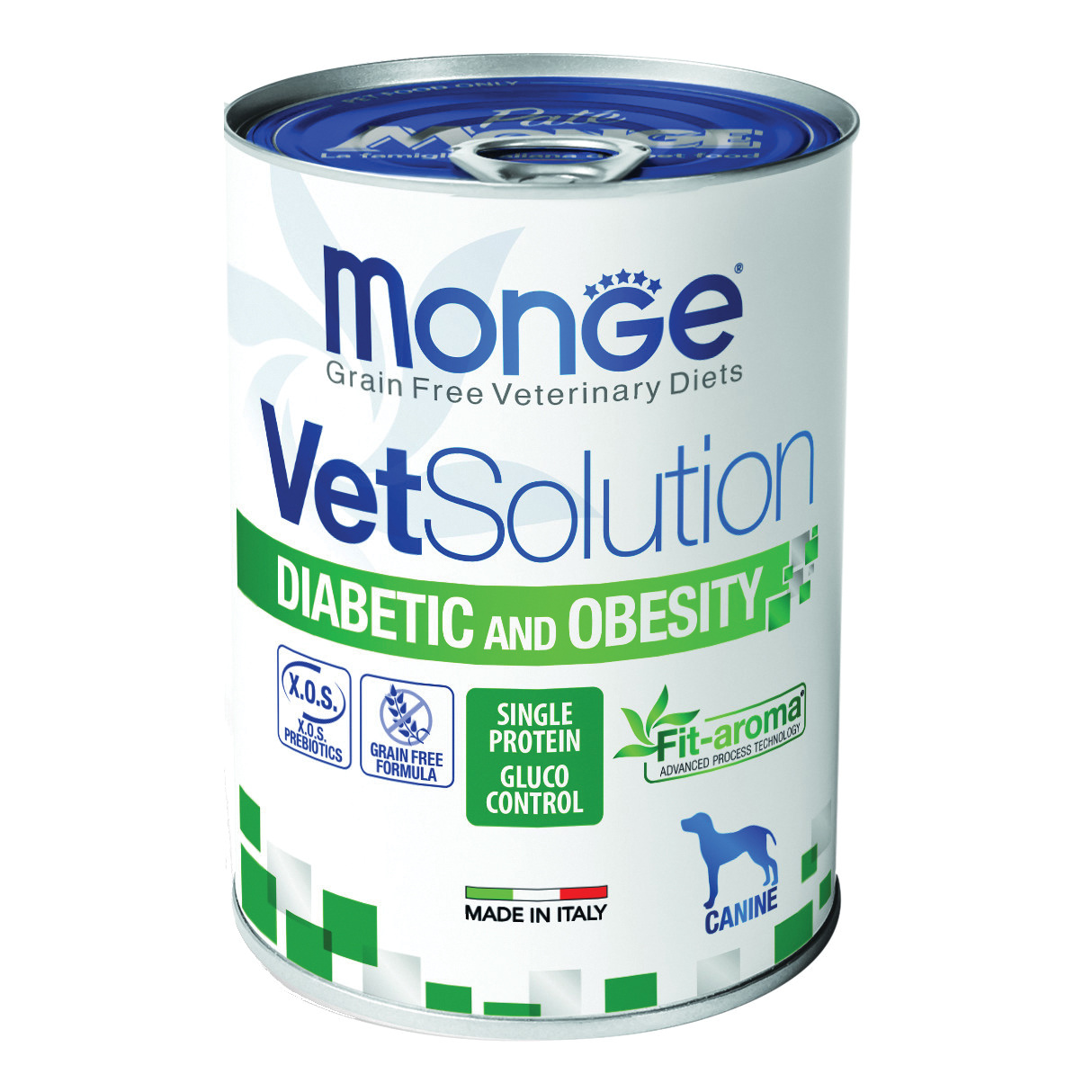 foto del prodotto monge cane vet solution diabetic amp obesity lattina 400 gr