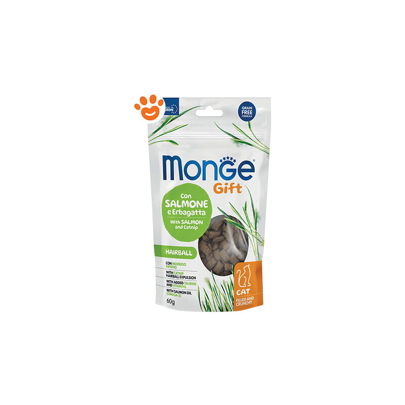 foto del prodotto monge cat gift filled crunchy hairball salmone e erbagatta omaggio cat gift filled crunchy hairball salmone e erbagatta omaggio