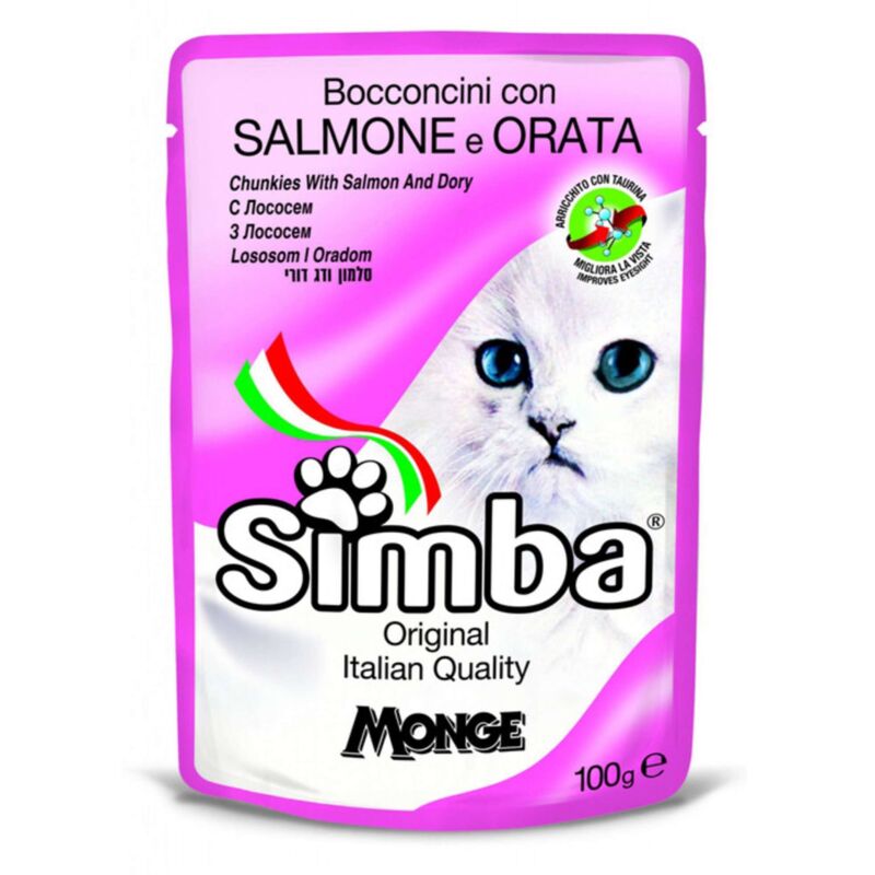 foto del prodotto monge cibo gatto simba 100 g salmone e orata 24 pezzi