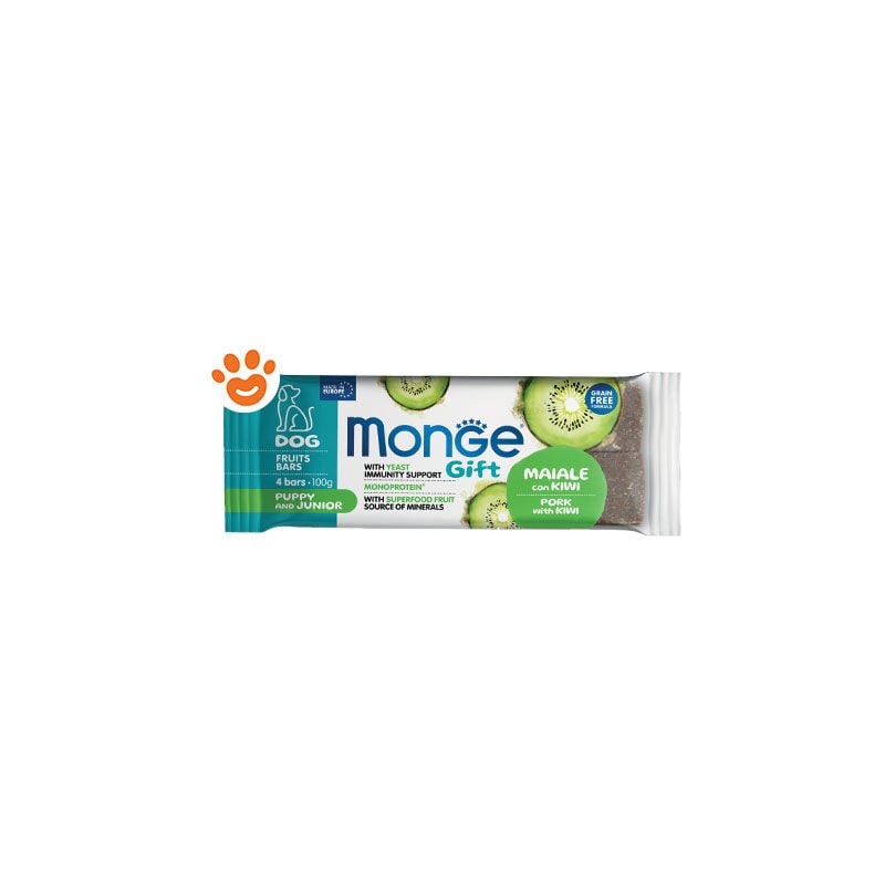foto del prodotto monge dog gift fruits bars puppy junior maiale con kiwi omaggio monge dog gift fruits bars puppy junior maiale con kiwi omaggio