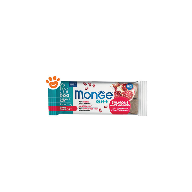 foto del prodotto monge dog gift granola bars skin support salmone con melagrana omaggio dog gift granola bars skin support salmone con melagrana omaggio