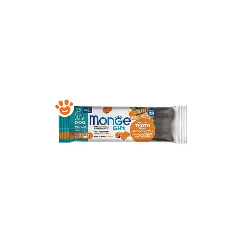 foto del prodotto monge dog gift meat bars mobility support trota con curcuma omaggio dog gift meat bars mobility support trota con curcuma omaggio confezione