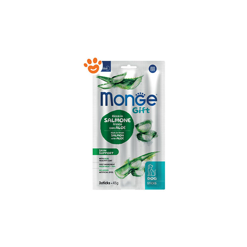 foto del prodotto monge dog gift sticks skin support salmone con aloe vera omaggio dog gift sticks skin support salmone con aloe vera omaggio confezione da 3