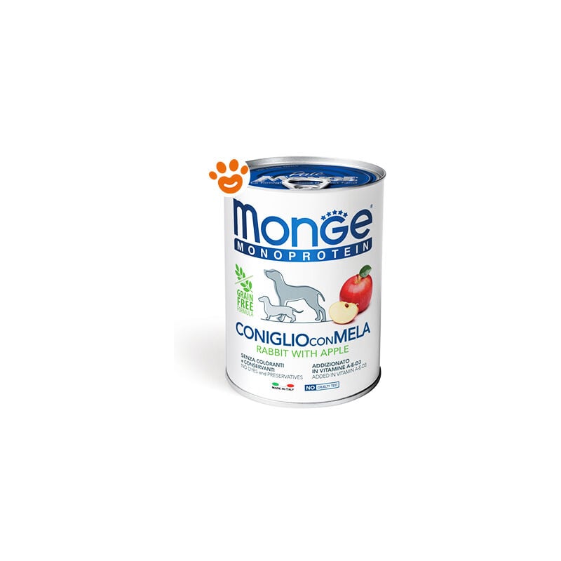 foto del prodotto monge dog monoprotein adult pat coniglio e mela dog monoprotein adult pat coniglio e mela lattina da 400 gr