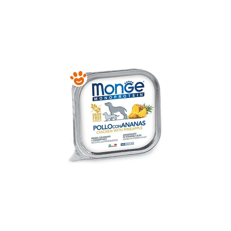 foto del prodotto monge dog monoprotein adult pollo e ananas dog monoprotein adult pollo e ananas vaschetta da 150 gr
