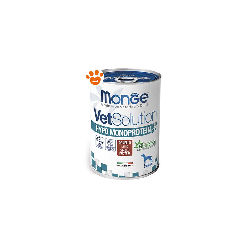 foto del prodotto monge dog vetsolution hypoallergenic monoprotein agnello dog vetsolution hypoallergenic monoprotein agnello lattina da 400 gr