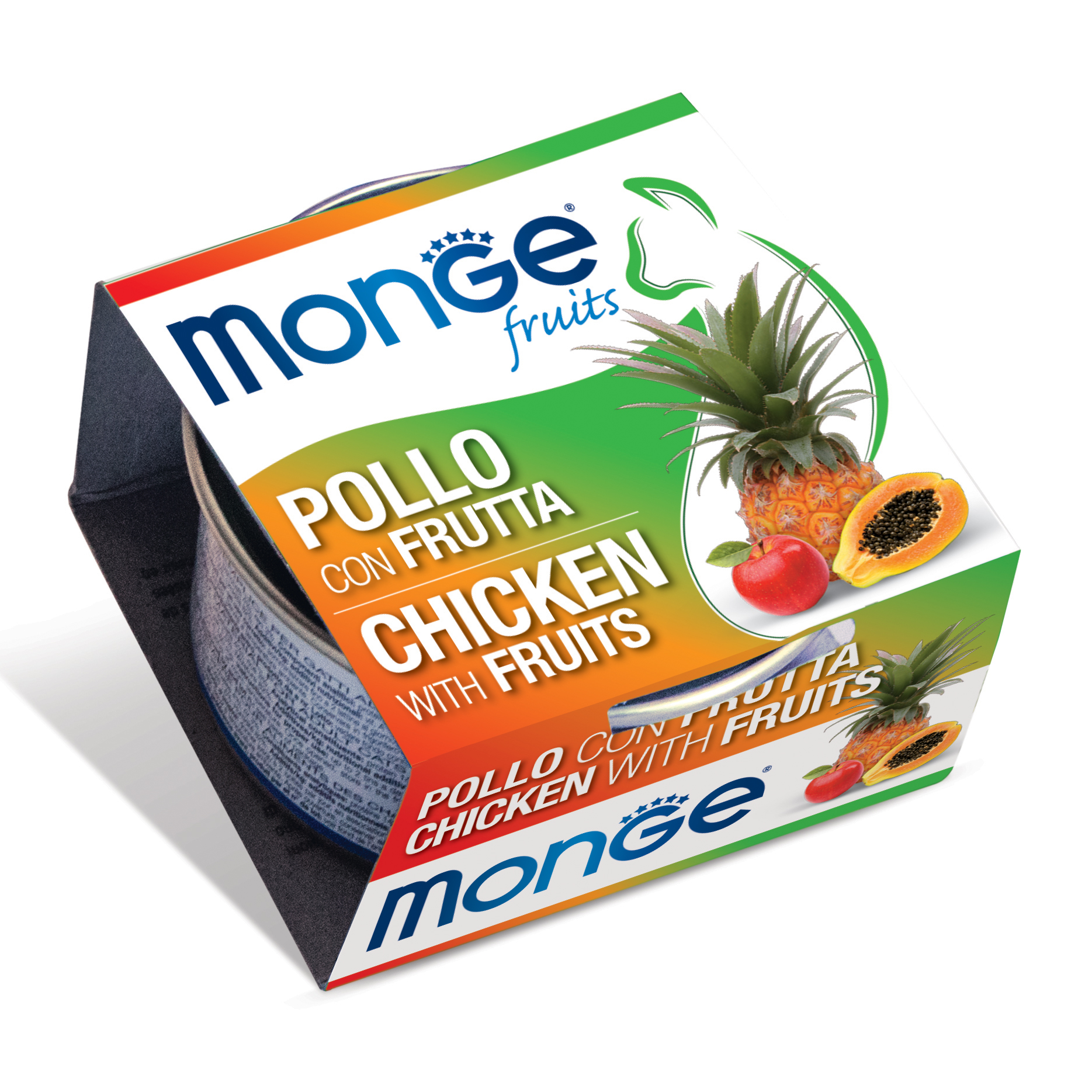 foto del prodotto monge gatto fruits lattina adulto pollo amp frutta 80 gr