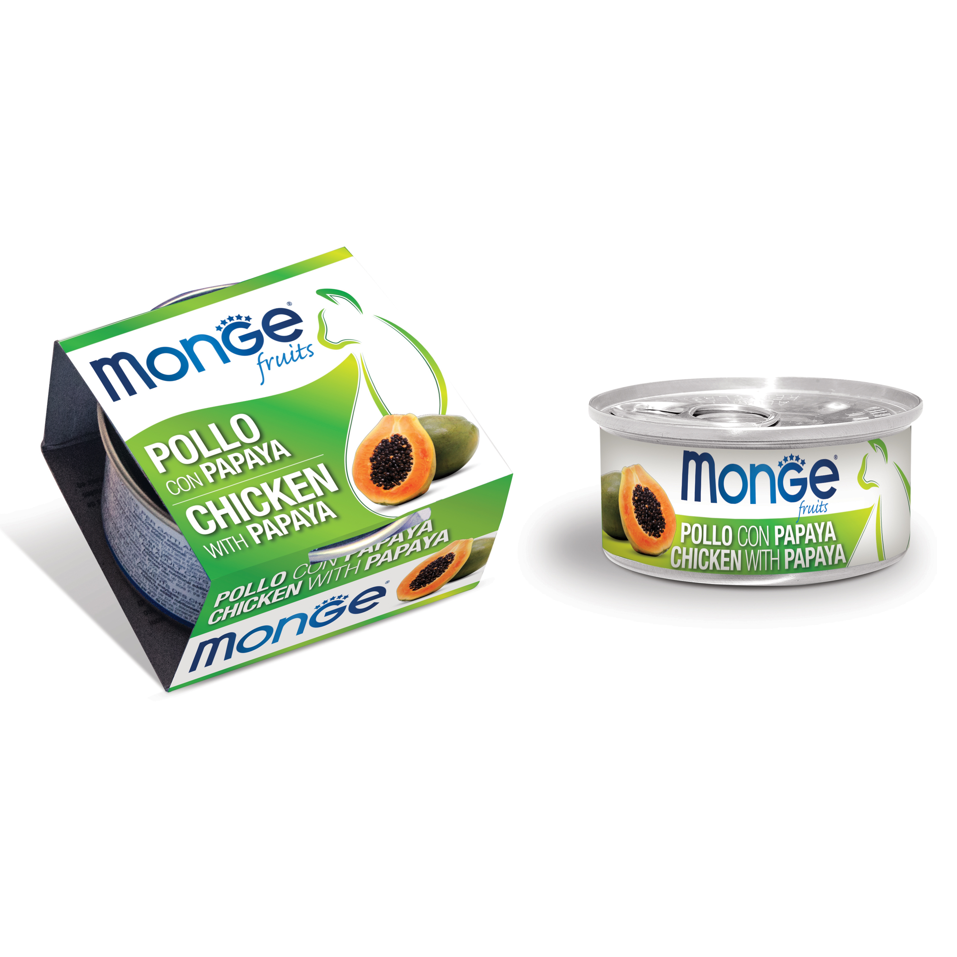 foto del prodotto monge gatto fruits lattina adulto pollo amp papaya 80 gr