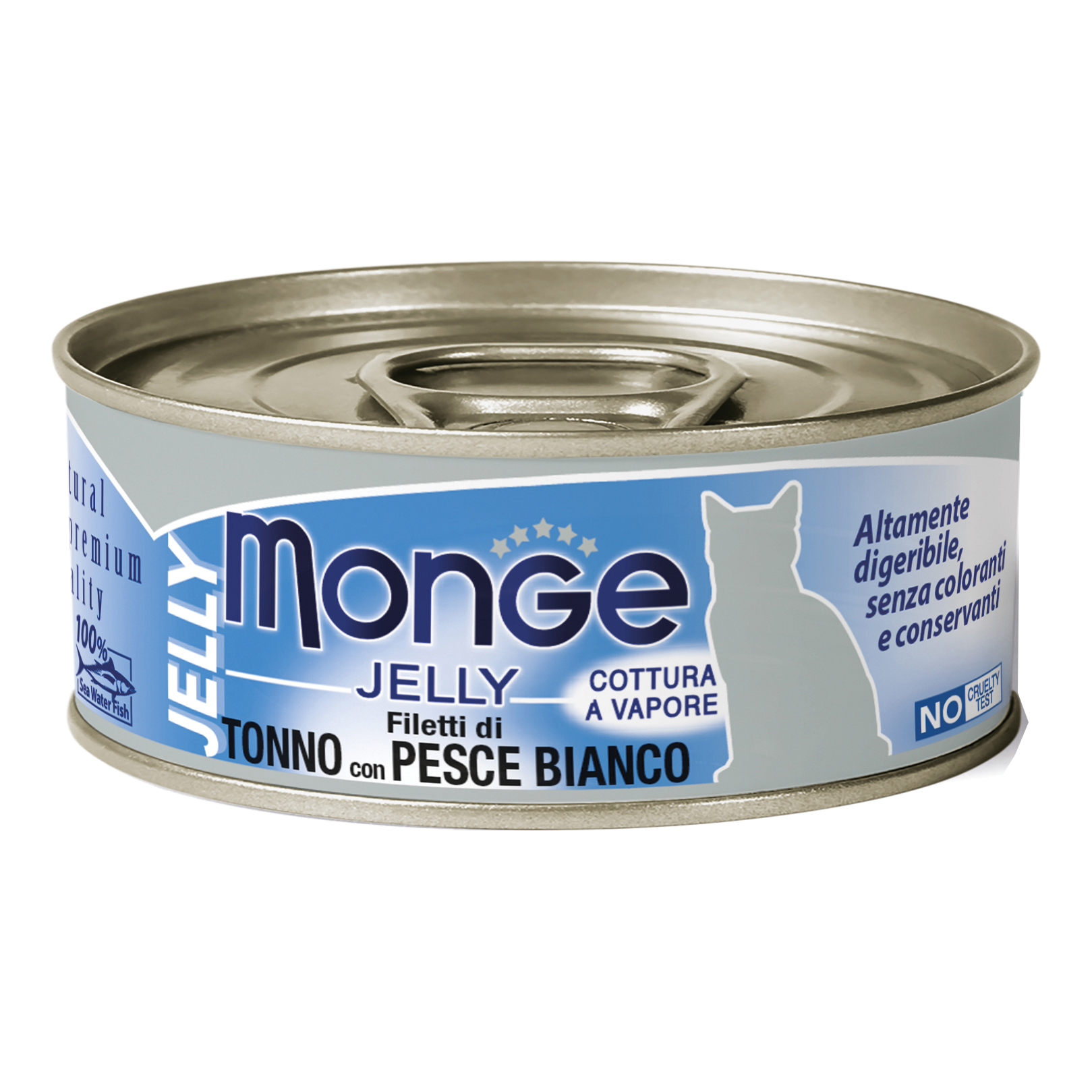 foto del prodotto monge gatto jelly lattina adulto filetti di tonno amp pesce bianco 80 gr