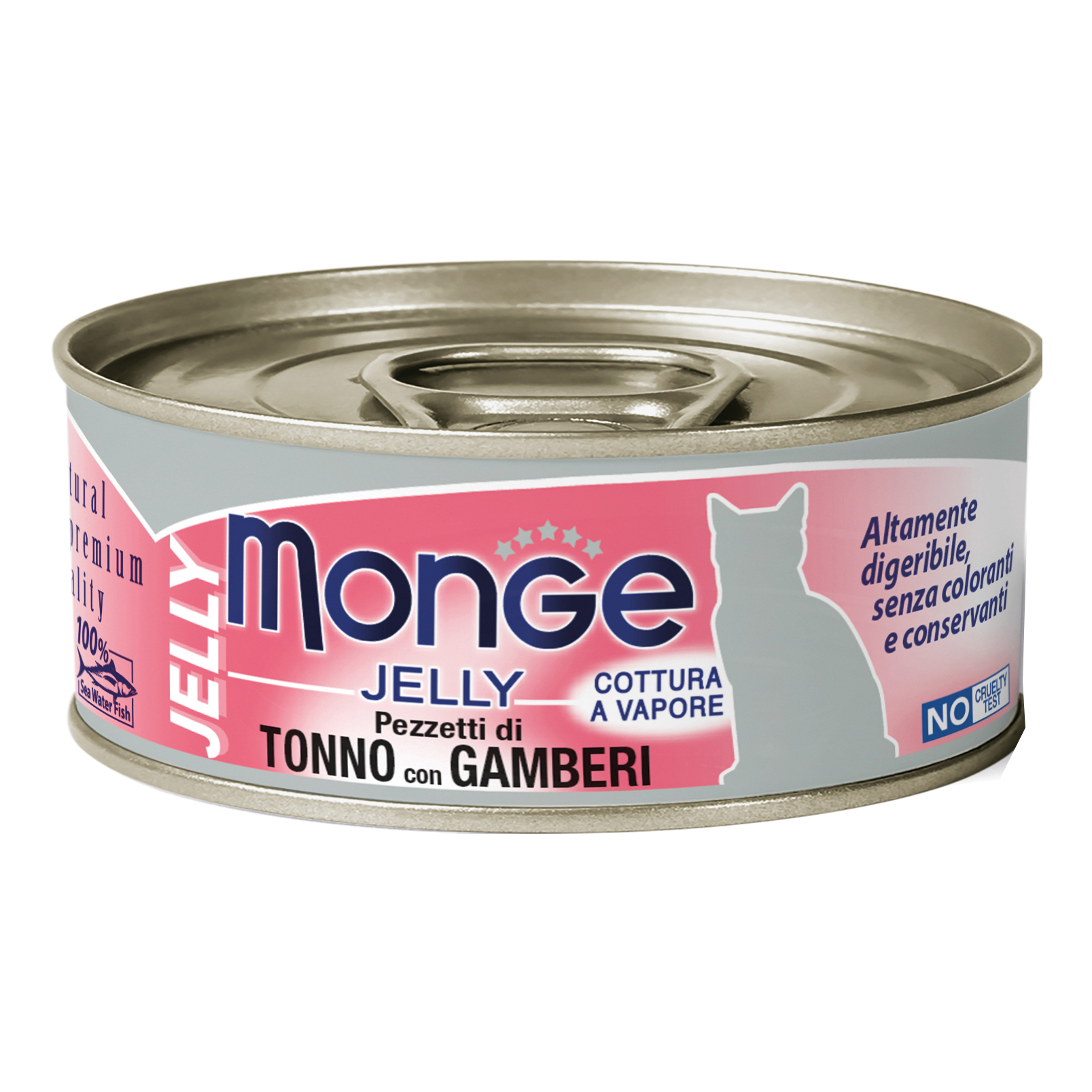 foto del prodotto monge gatto jelly lattina adulto pezzetti di tonno amp gamberetti 80 gr
