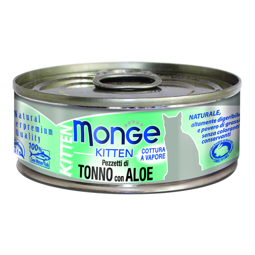 foto del prodotto monge gatto jelly lattina kitten pezzetti di tonno bonito amp aloe 80 gr