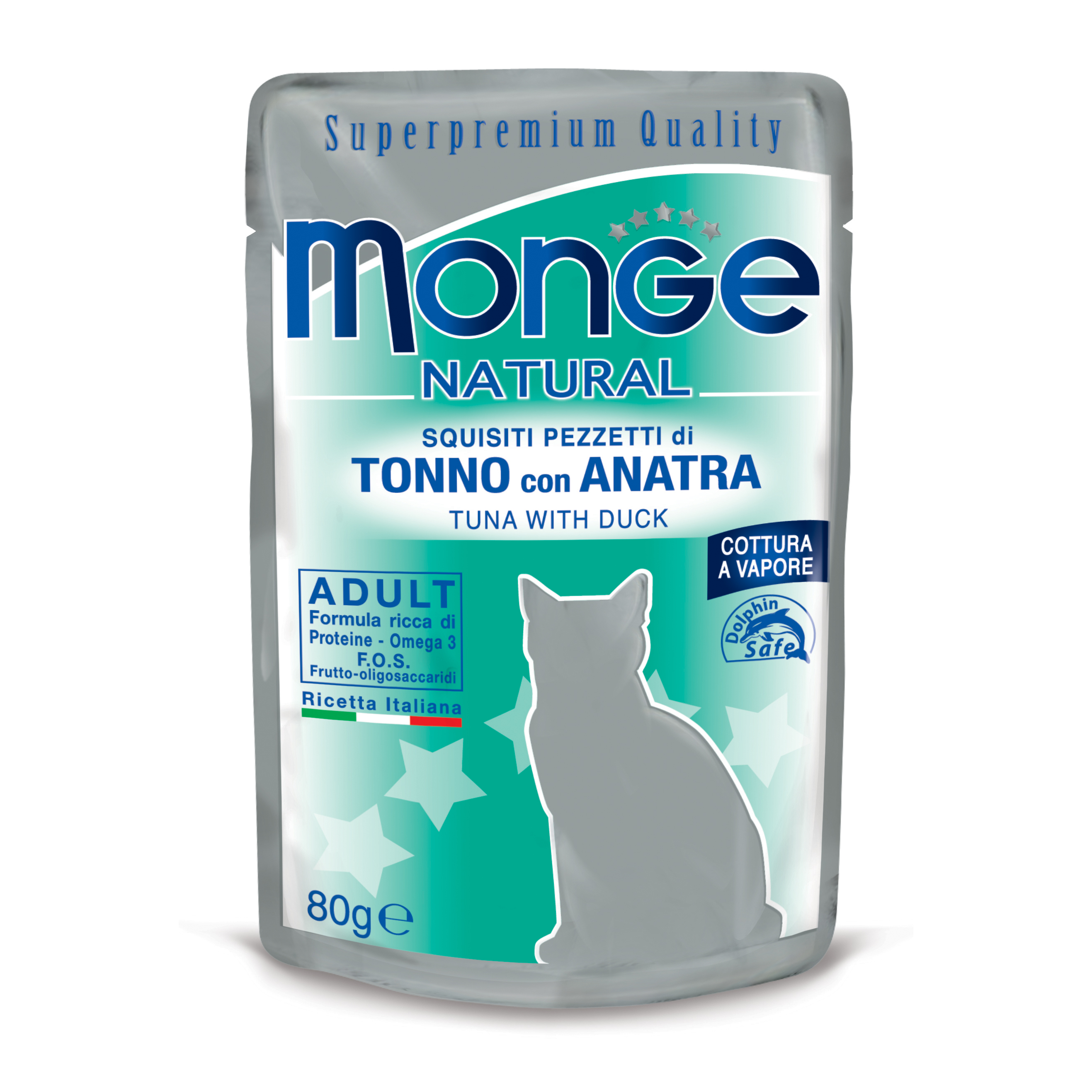 foto del prodotto monge gatto natural busta adulto tonno amp anatra 80 gr