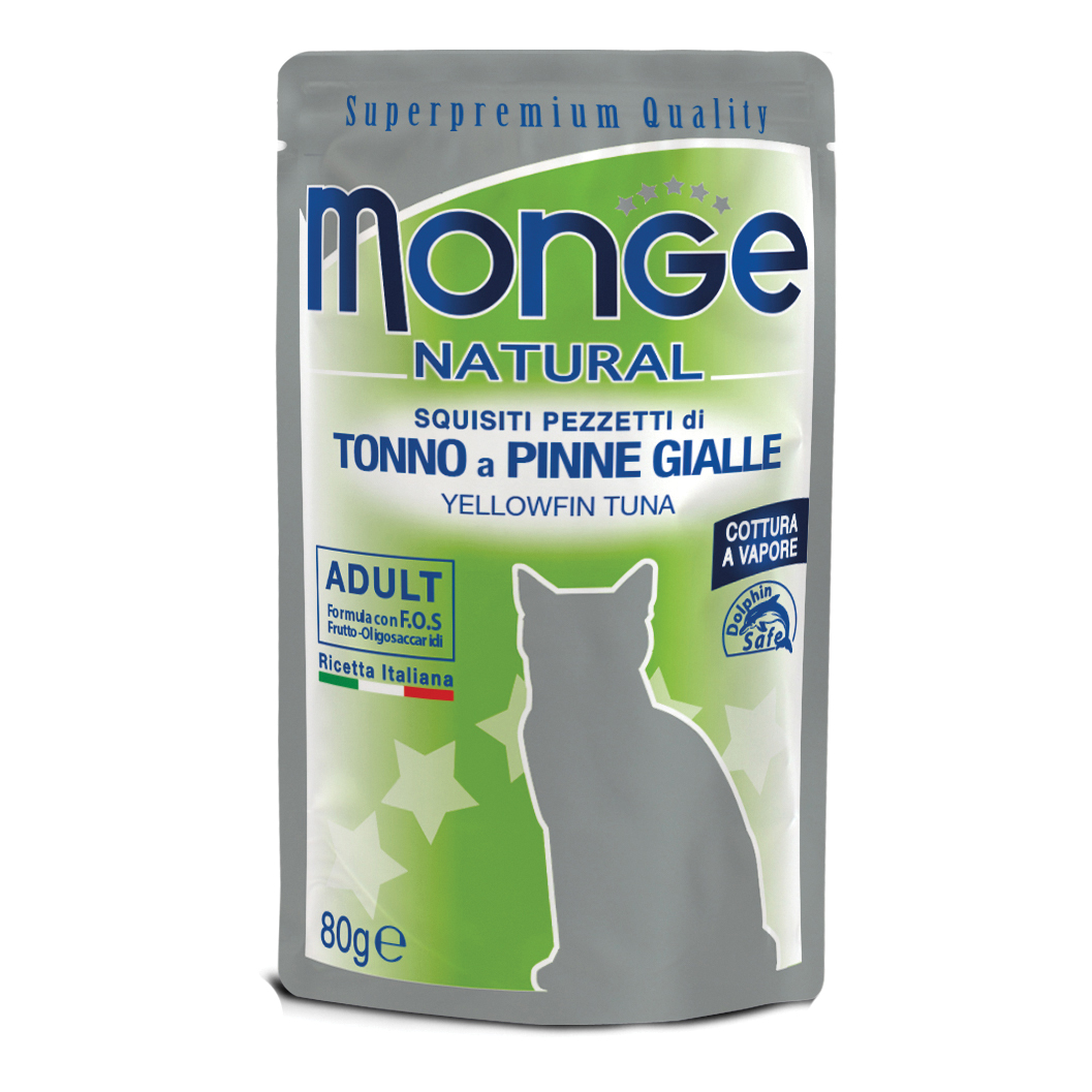 foto del prodotto monge gatto natural busta adulto tonno del pacifico 80 gr