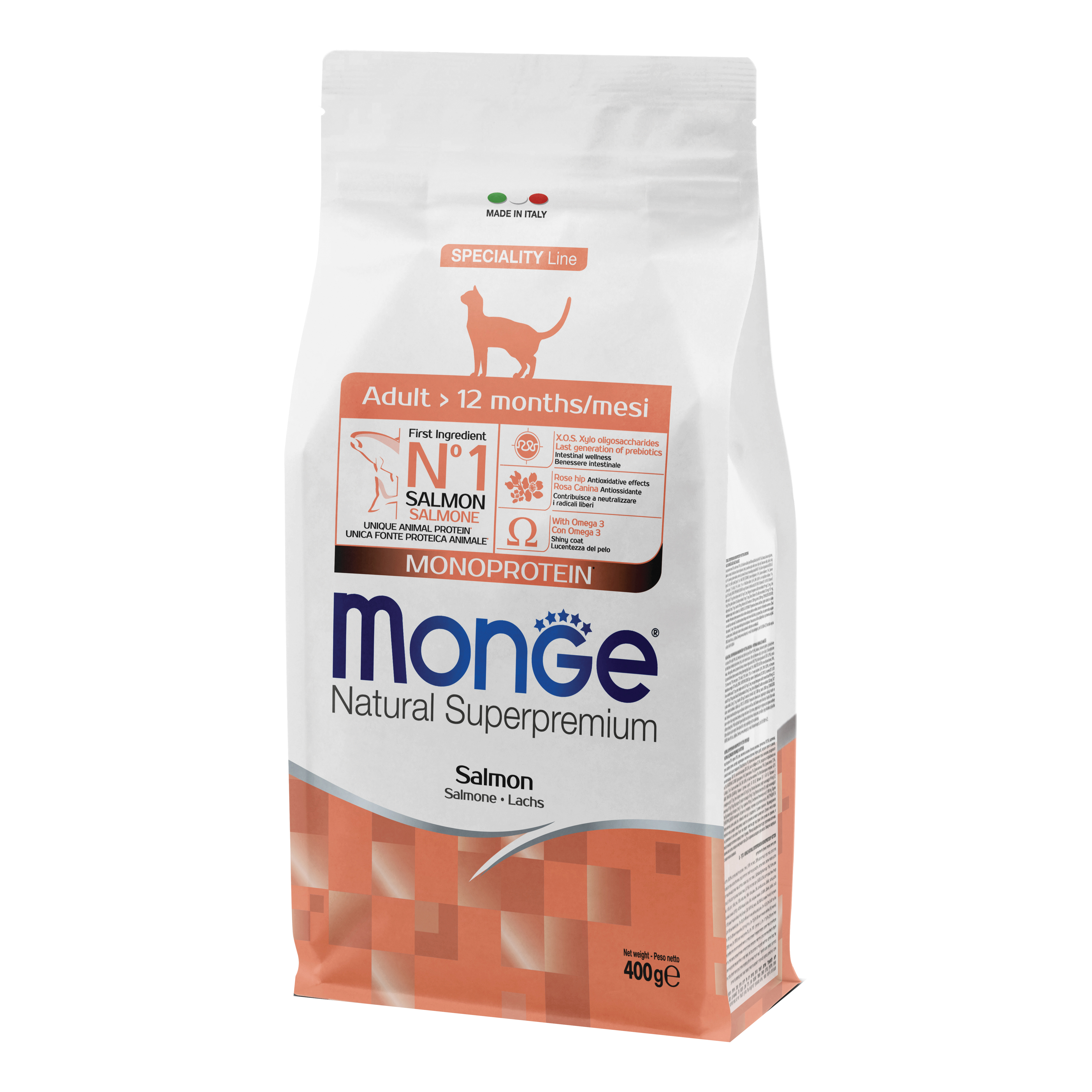 foto del prodotto monge gatto natural superpremium adulto salmone 400 gr