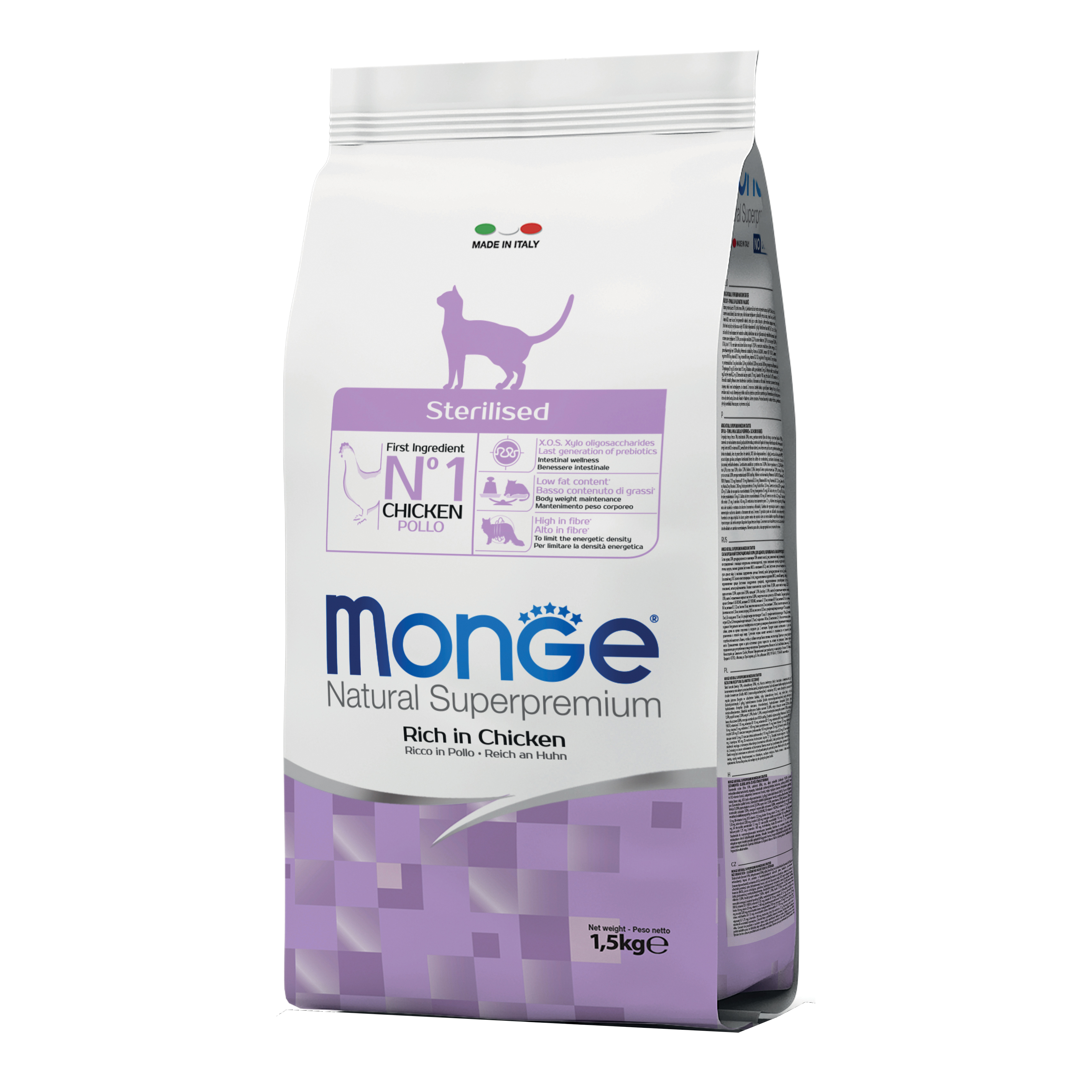 foto del prodotto monge gatto natural superpremium adulto sterilizzato pollo 1,5 kg