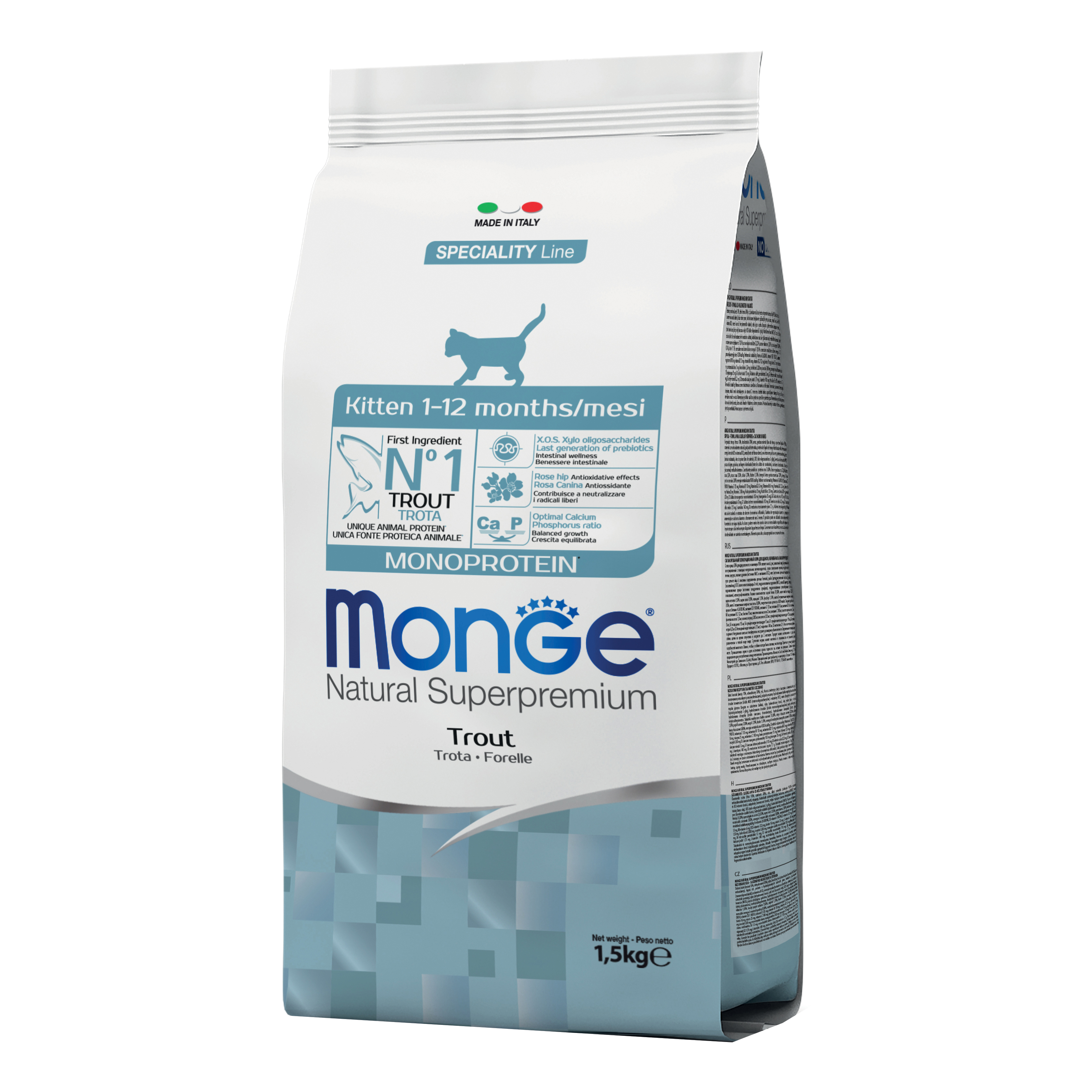 foto del prodotto monge gatto natural superpremium kitten trota 1,5 kg