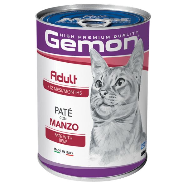 foto del prodotto monge gemon adult pat 400 gr manzo confezione da 24 pezzi cibo umido per gatti 1 ordine scegli lo sconto bzr5 bzr20 200 punti fedelt 