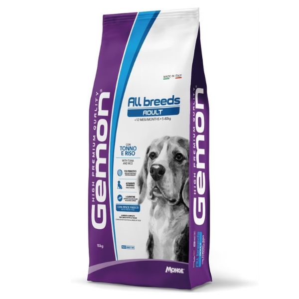 foto del prodotto monge gemon all breeds adult con tonno e riso 15 kg croccantini per cani 1 ordine scegli lo sconto bzr5 bzr20 200 punti fedelt 