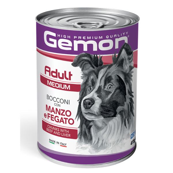 foto del prodotto monge gemon dog adult medium bocconi 415 gr - manzo e fegato - confezione da 24 pezzi - cibo umido per cani - 1 ordine scegli lo sconto bzr5 bzr20 200 punti fedeltà