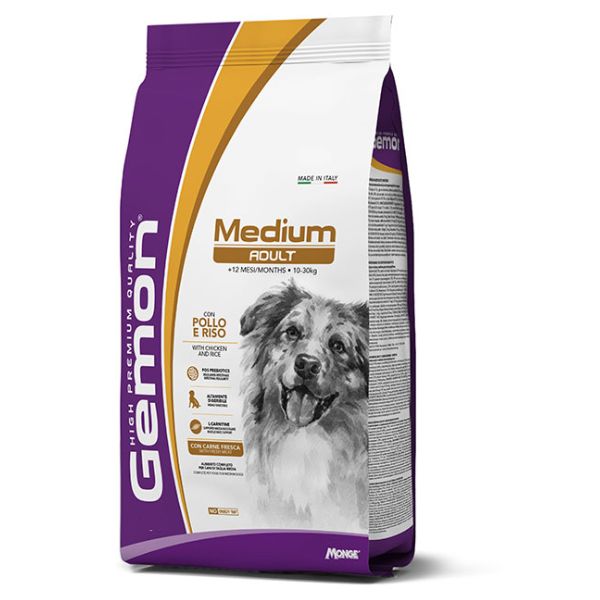 foto del prodotto monge gemon medium adult con pollo e riso 15 kg croccantini per cani 1 ordine scegli lo sconto bzr5 bzr20 200 punti fedelt 