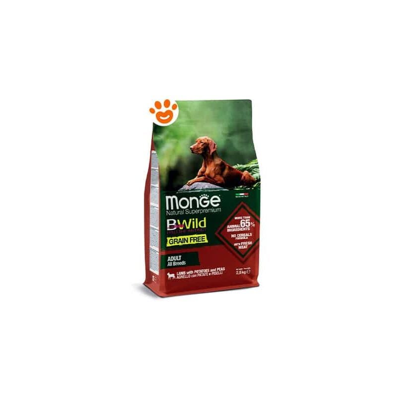 foto del prodotto monge grain free all breeds adult agnello con patate e piselli 12 kg