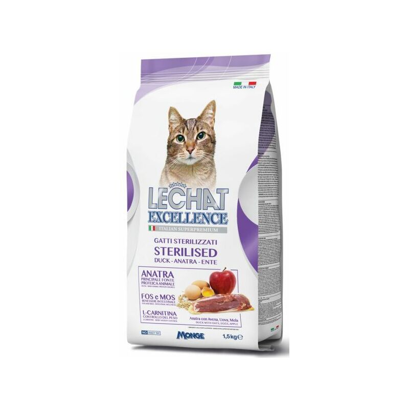 foto del prodotto monge lechat excellence gatto sterilizzato anatra 1,5 kg