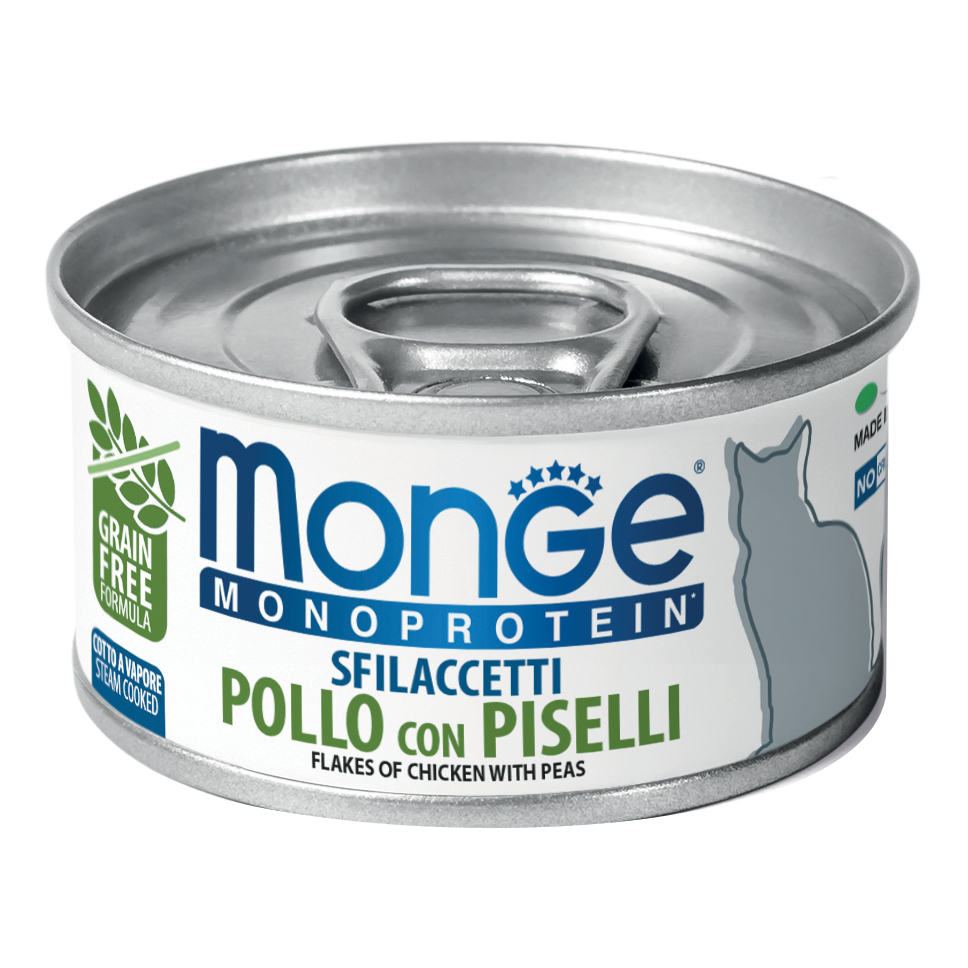 foto del prodotto monge monoprotein sfilaccetti pollo con piselli 80 g