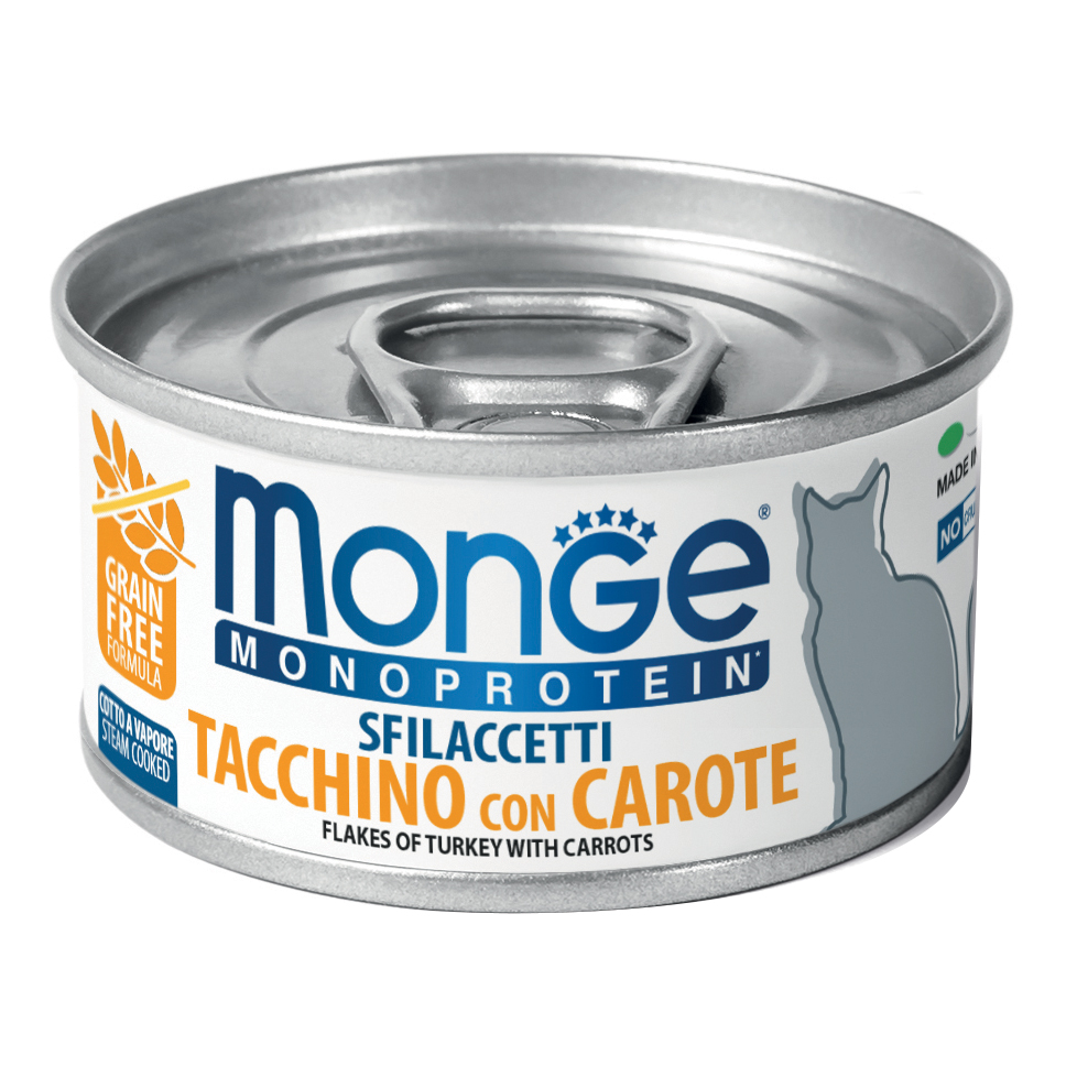 foto del prodotto monge monoprotein sfilaccetti tacchino con carote 80 g