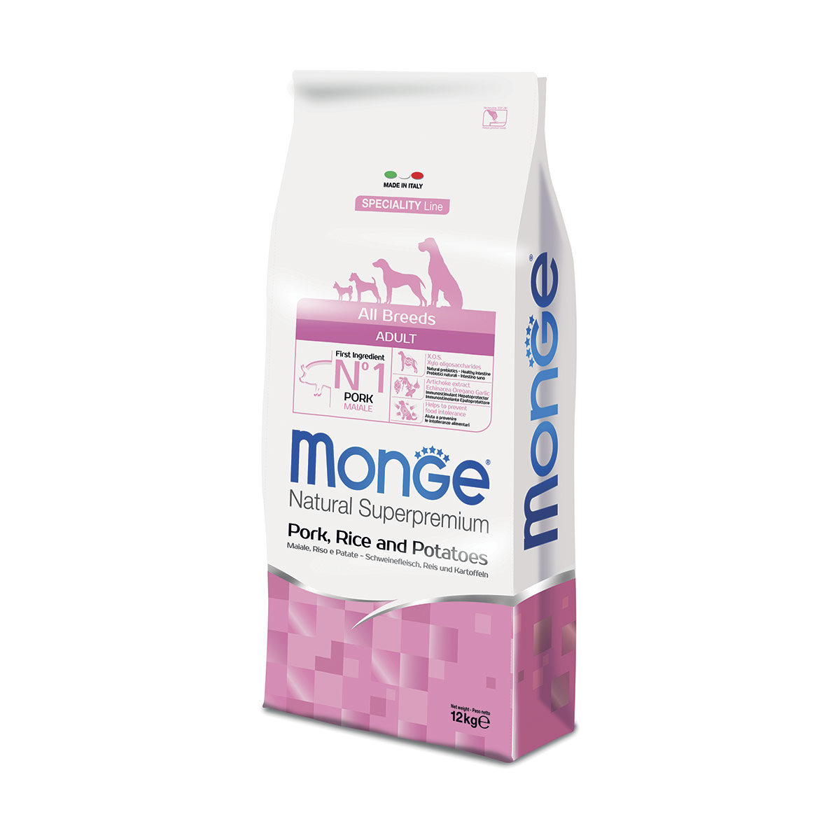foto del prodotto monge natural superpremium all breeds adult monoprotein maiale con riso e patate 12 kg crocchette monoproteiche cane 1 ordine scegli lo sconto bzr5 bzr20 200 punti fedelt 