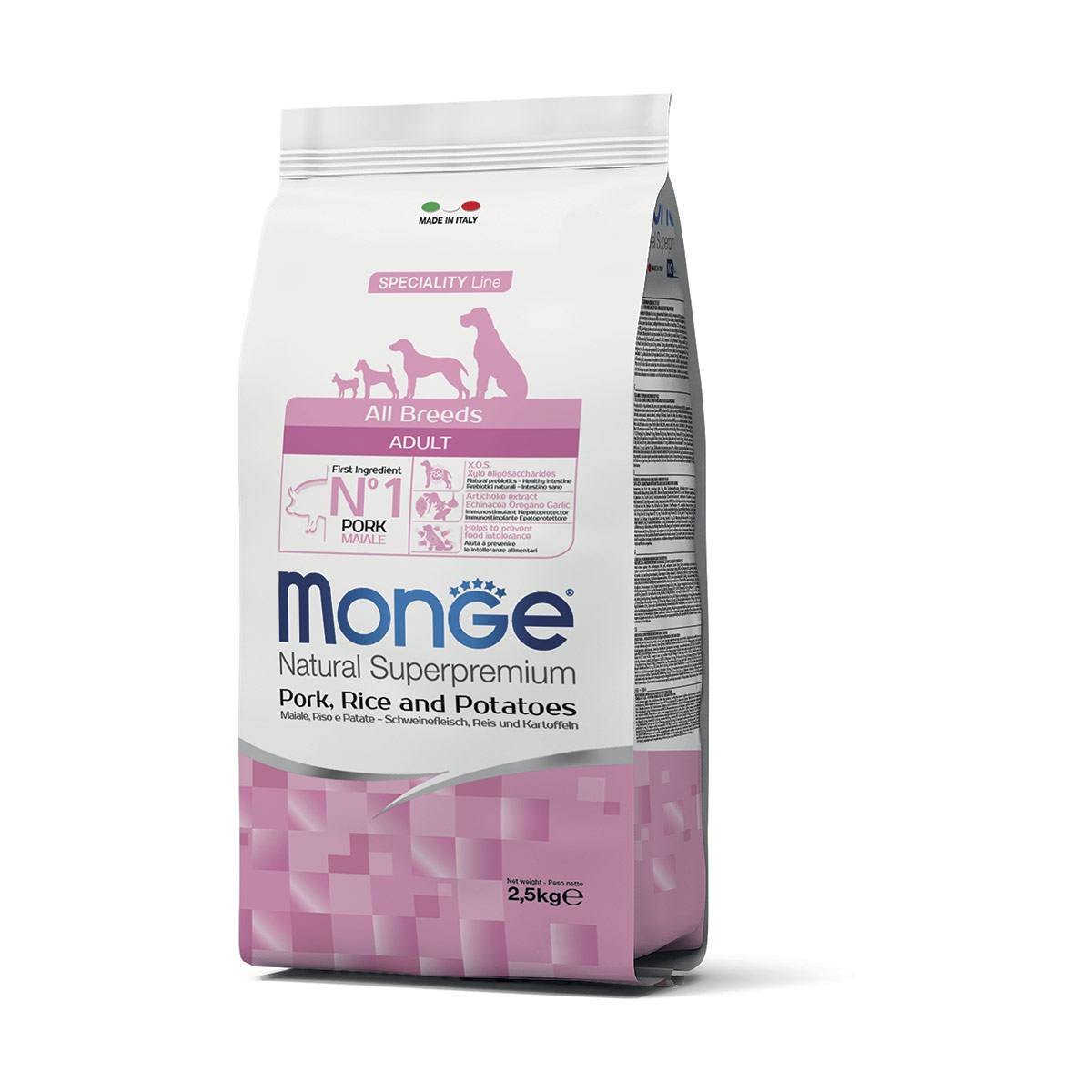 foto del prodotto monge natural superpremium all breeds adult monoprotein maiale con riso e patate 2,5 kg crocchette monoproteiche cane 1 ordine scegli lo sconto bzr5 bzr20 200 punti fedelt 