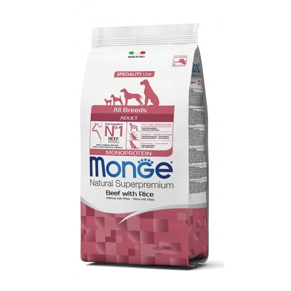foto del prodotto monge natural superpremium all breeds adult monoprotein manzo con riso 12 kg crocchette monoproteiche cane 1 ordine scegli lo sconto bzr5 bzr20 200 punti fedelt 