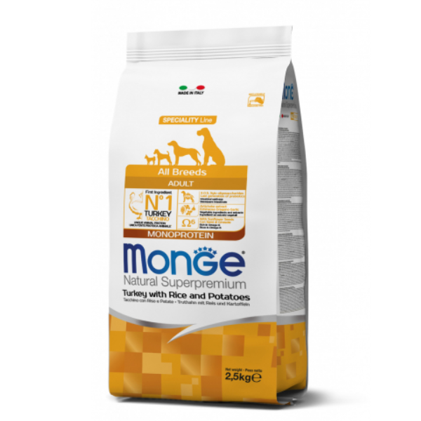 foto del prodotto monge natural superpremium all breeds adult monoprotein tacchino con riso e patate 12kg crocchette monoproteiche cane 1 ordine scegli lo sconto bzr5 bzr20 200 punti fedelt 