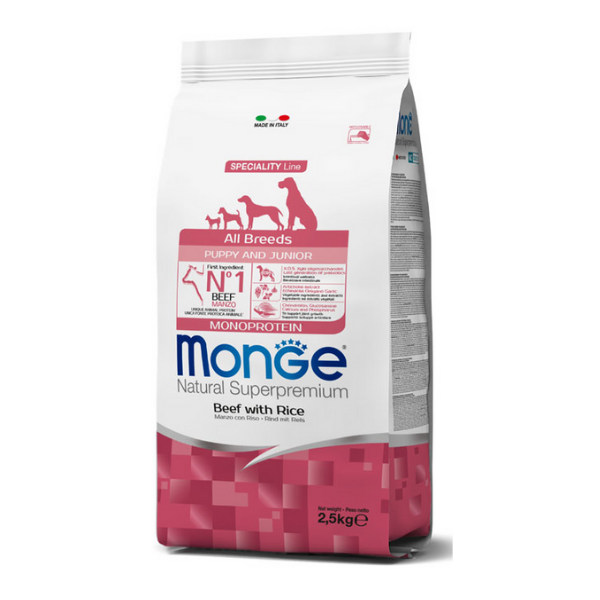 foto del prodotto monge natural superpremium all breeds puppy junior monoprotein manzo con riso 12 kg 1 ordine scegli lo sconto bzr5 bzr20 200 punti fedelt 