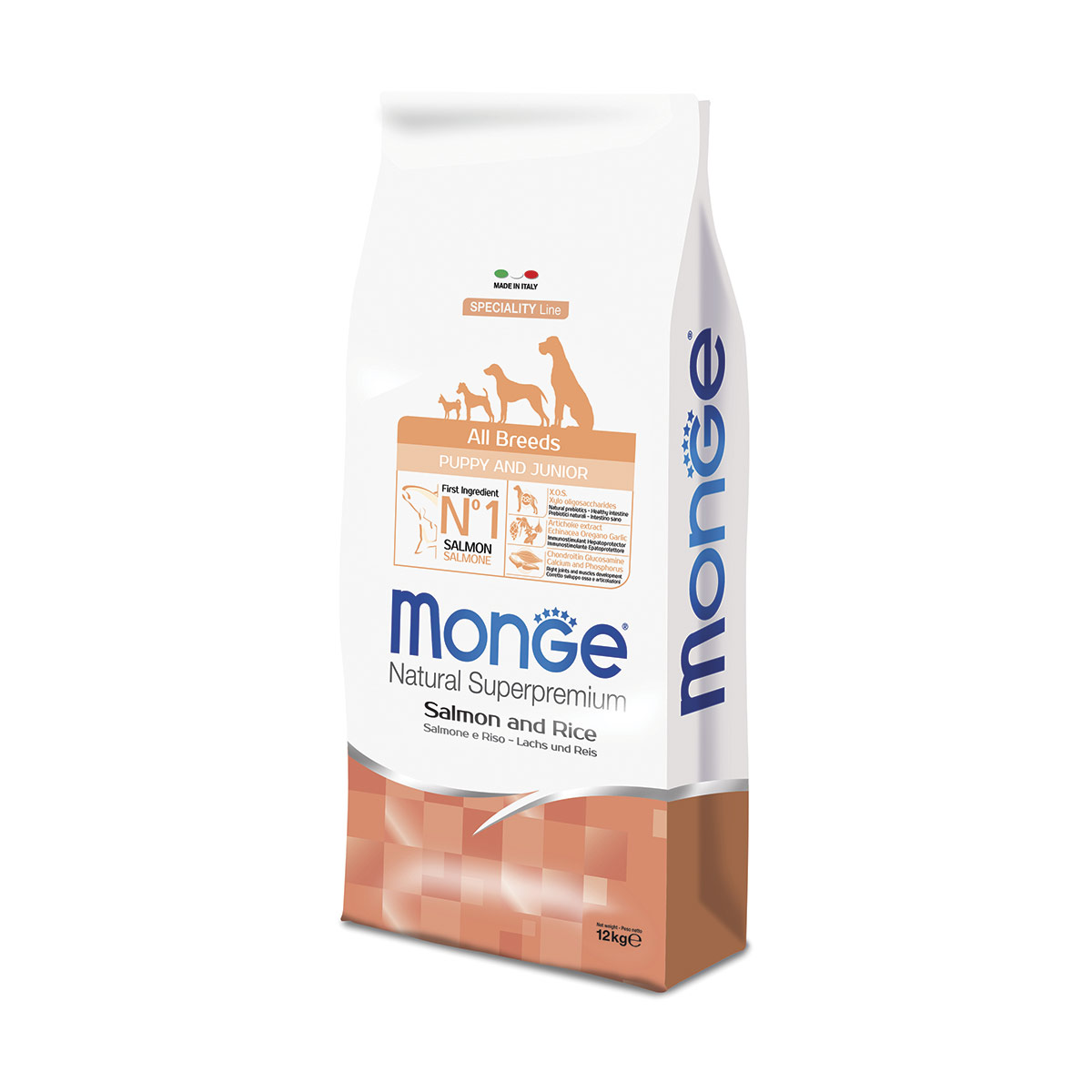 foto del prodotto monge natural superpremium all breeds puppy junior monoprotein salmone con riso - 12 kg - crocchette monoproteiche cane - 1 ordine scegli tra bzr5 / bzr20 + 200 pt fedeltà