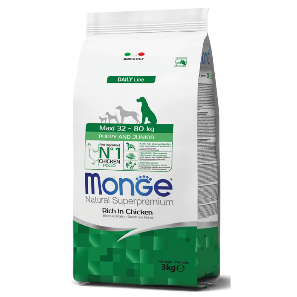 foto del prodotto monge natural superpremium maxi puppy junior ricco di pollo 12 kg croccantini per cani 1 ordine scegli lo sconto bzr5 bzr20 200 punti fedelt 