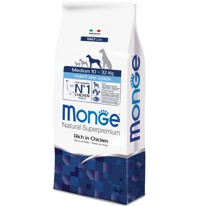 foto del prodotto monge natural superpremium medium puppy junior ricco di pollo 12 kg croccantini per cani 1 ordine scegli lo sconto bzr5 bzr20 200 punti fedelt 