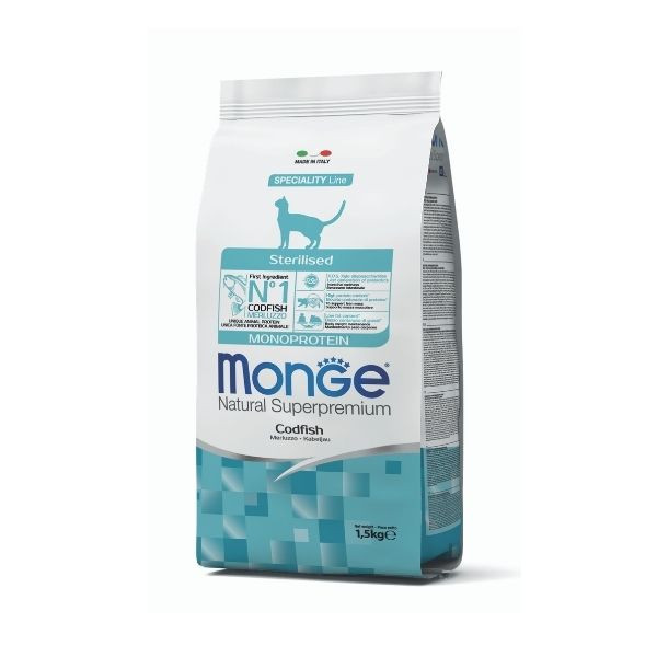 foto del prodotto monge natural superpremium sterilised monoprotein con merluzzo 1,5 kg cibo monoproteico gatto 1 ordine scegli lo sconto bzr5 bzr20 200 punti fedelt 