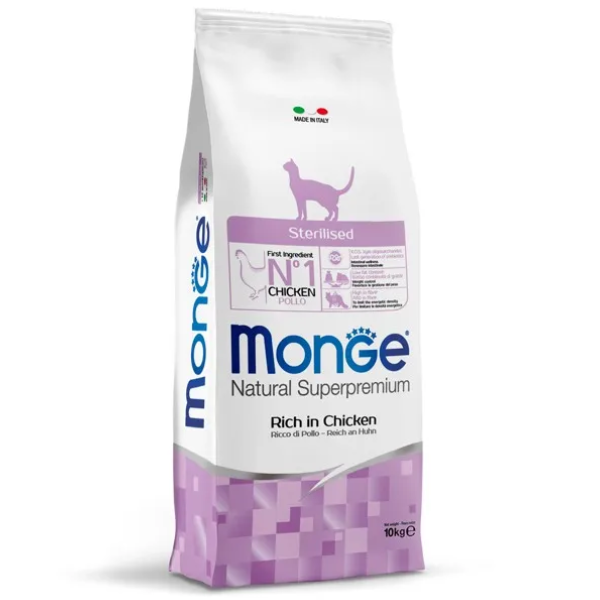 foto del prodotto monge natural superpremium sterilised ricco di pollo 10 kg sterilised croccantini per gatti 1 ordine scegli lo sconto bzr5 bzr20 200 punti fedelt 