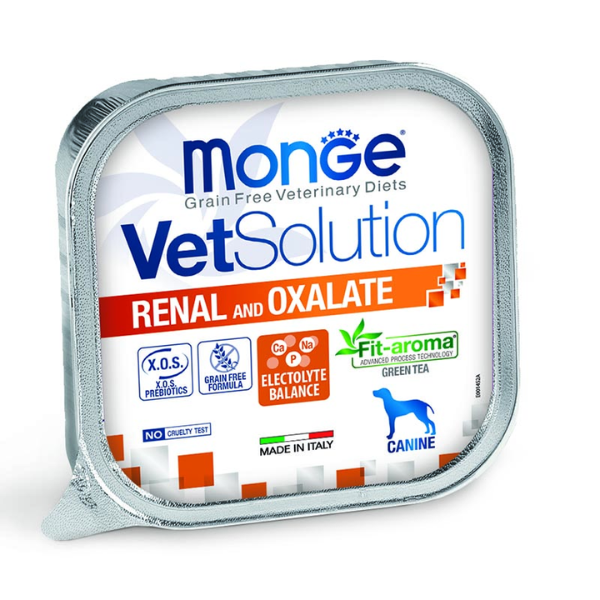 foto del prodotto monge vet solution umido dog renal and oxalate - 150 gr - confezione da 6 pezzi - 1 ordine scegli lo sconto bzr5 bzr20 200 punti fedeltà