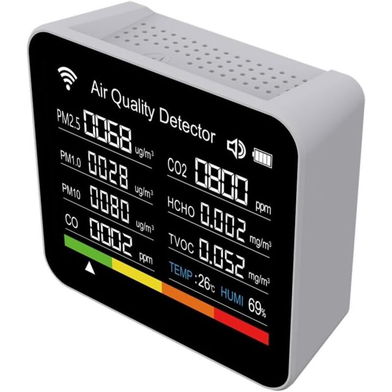 immagine 0 del prodotto monitor della qualit dell aria 15 in 1, tester di temperatura umidit co2, tester di anidride carbonica tvoc hcho pm1.0 pm2.5 pm10 con allarme per