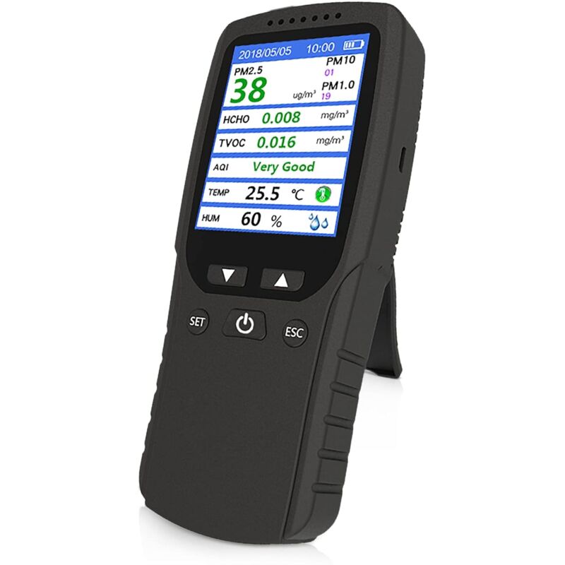 foto del prodotto monitor della qualit dell aria, rilevatore di formaldeide a bocca ondulata, inquinatore, sensore, rilevatore gas cov formaldeide hcho tvoc,
