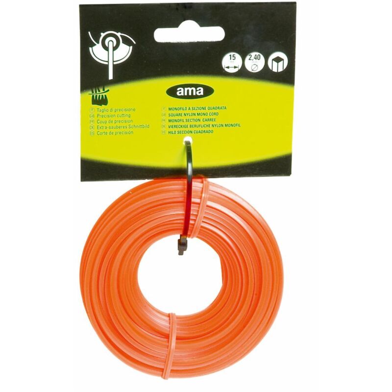foto del prodotto monofilo arancio d.1,65mm 15m sez.quadrata 2 mm