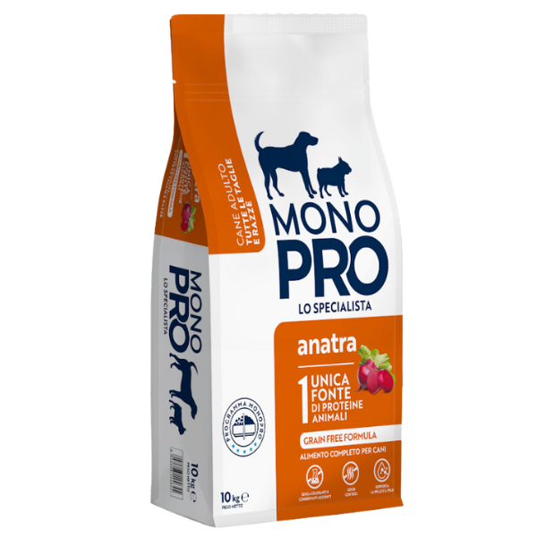 foto del prodotto monopro lo specialista adult all breeds grain free anatra 10 kg 1 ordine scegli lo sconto bzr5 bzr20 200 punti fedelt 