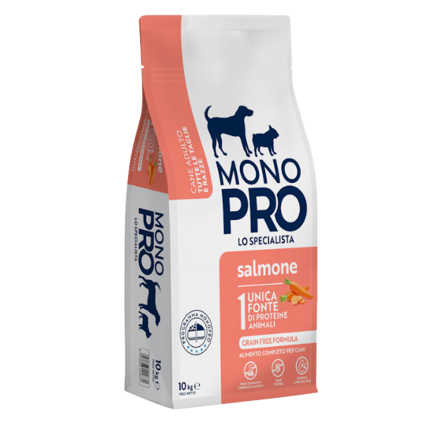 foto del prodotto monopro lo specialista adult all breeds grain free salmone 10 kg 1 ordine scegli lo sconto bzr5 bzr20 200 punti fedelt 