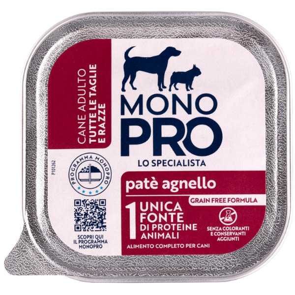 foto del prodotto monopro lo specialista adult all breeds pat grain free 150 gr agnello confezione da 6 pezzi umido monoproteico cane 1 ordine scegli lo sconto bzr5 bzr20 200 punti fedelt 