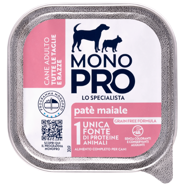 foto del prodotto monopro lo specialista adult all breeds pat grain free 150 gr maiale confezione da 6 pezzi umido monoproteico cane 1 ordine scegli lo sconto bzr5 bzr20 200 punti fedelt 