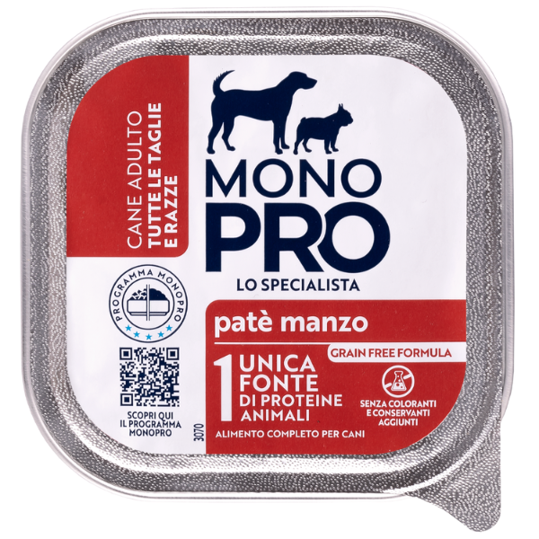 foto del prodotto monopro lo specialista adult all breeds pat grain free 150 gr manzo confezione da 6 pezzi umido monoproteico cane 1 ordine scegli lo sconto bzr5 bzr20 200 punti fedelt 