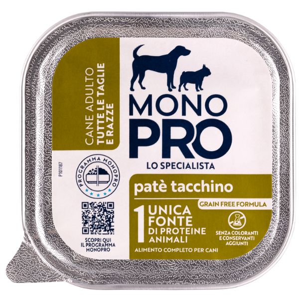 foto del prodotto monopro lo specialista adult all breeds pat grain free 150 gr tacchino confezione da 6 pezzi umido monoproteico cane 1 ordine scegli lo sconto bzr5 bzr20 200 punti fedelt 