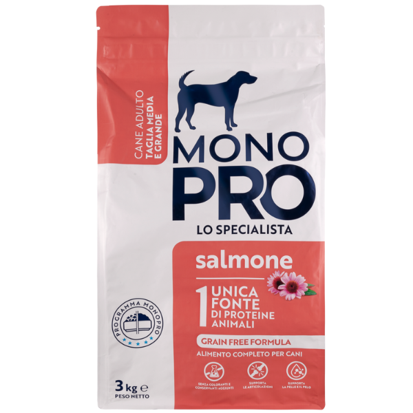 foto del prodotto monopro lo specialista adult medium large grain free salmone salmone da 3 kg 1 ordine scegli lo sconto bzr5 bzr20 200 punti fedelt 